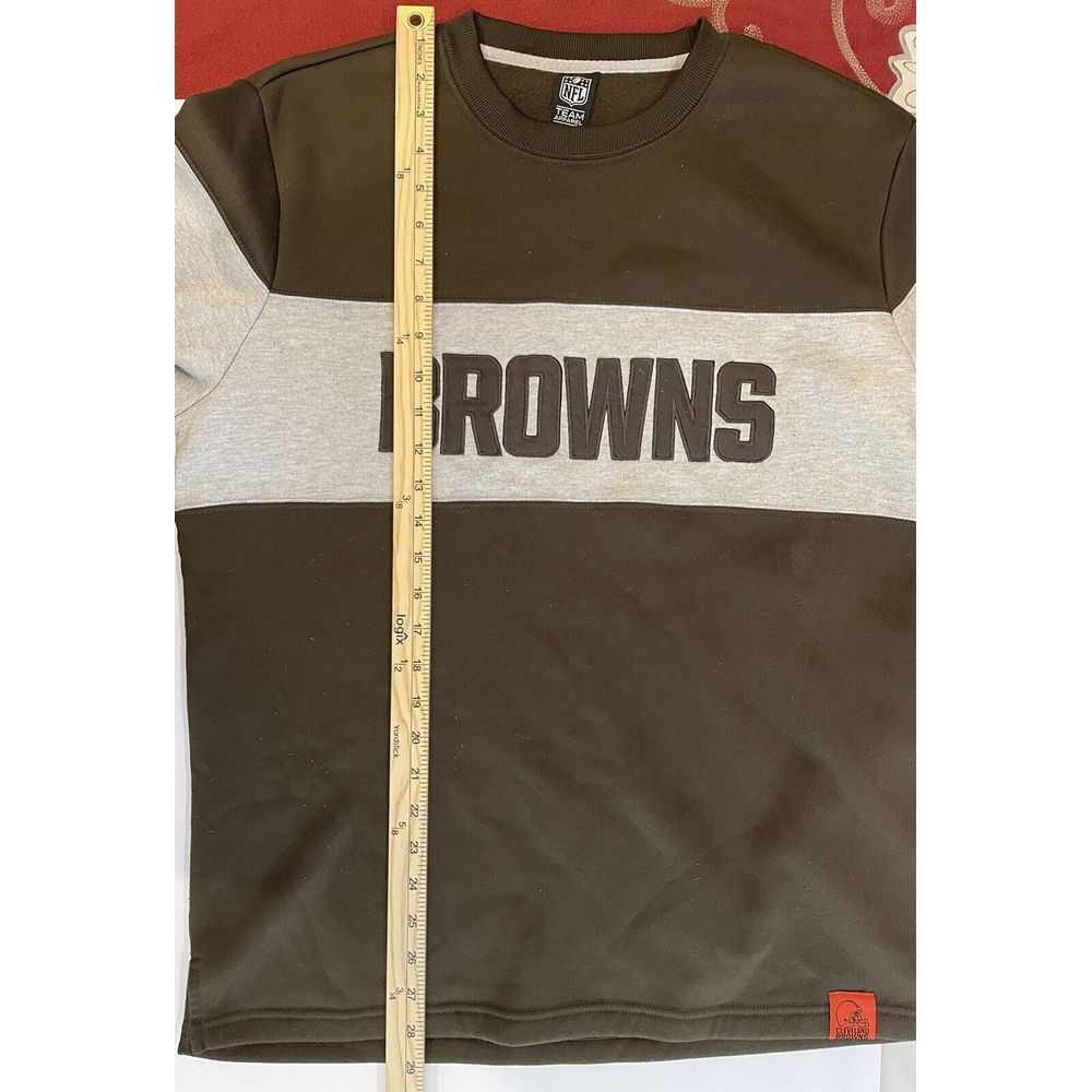 Cleveland Browns Sweatshirt‎ Medium NFL Team Apparel Brown Gray Crewneck Fleece - Picture 7 of 8
